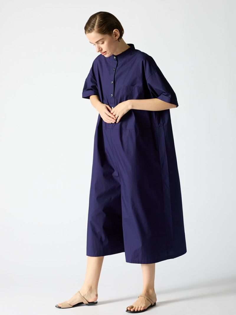 【美品】mizuiro ind オールインワン　スモークブルー mizuiroind パンツ mizuiro ind スタンドカラーオールインワン