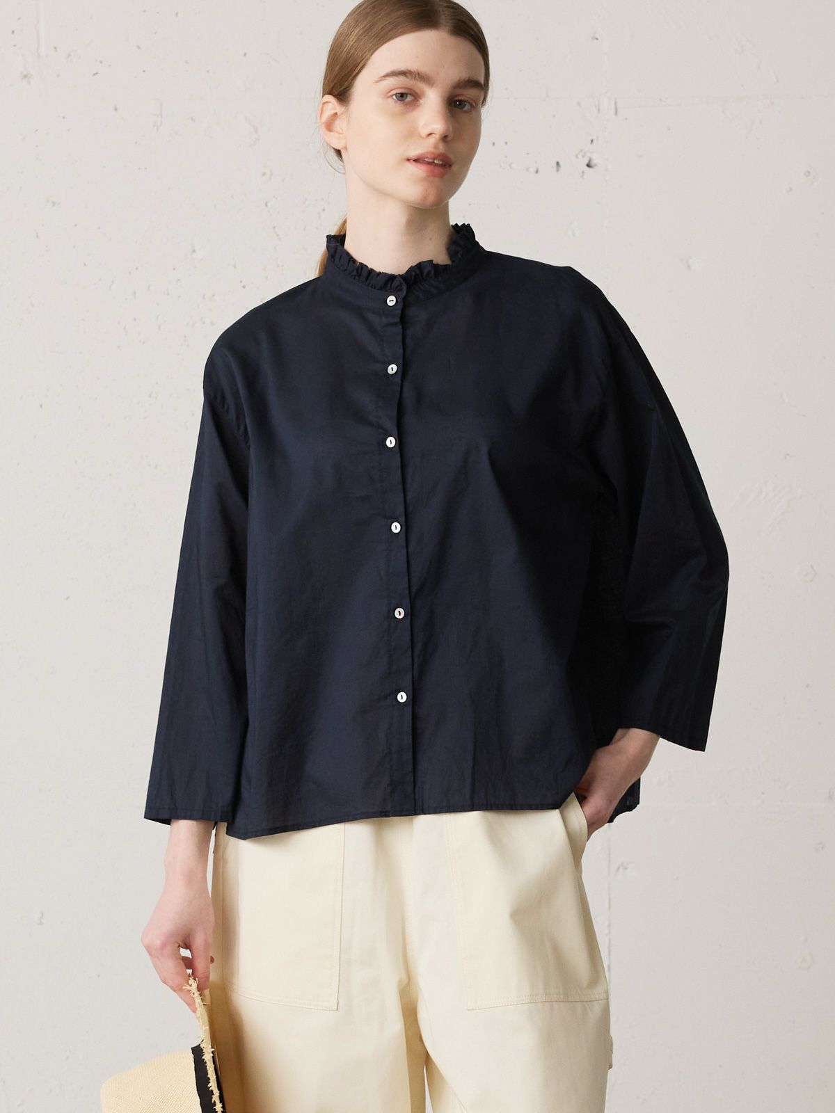 frill collar wide shirt