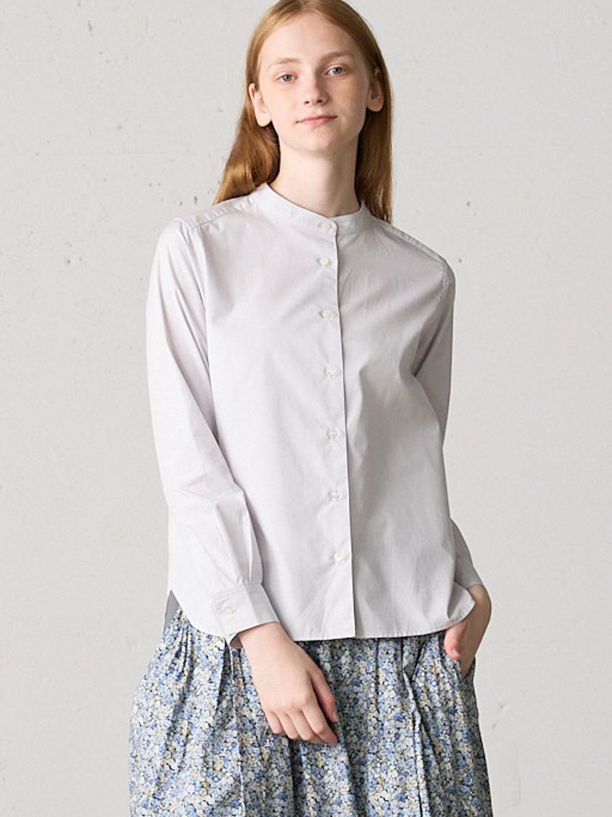 band collar basic shirt