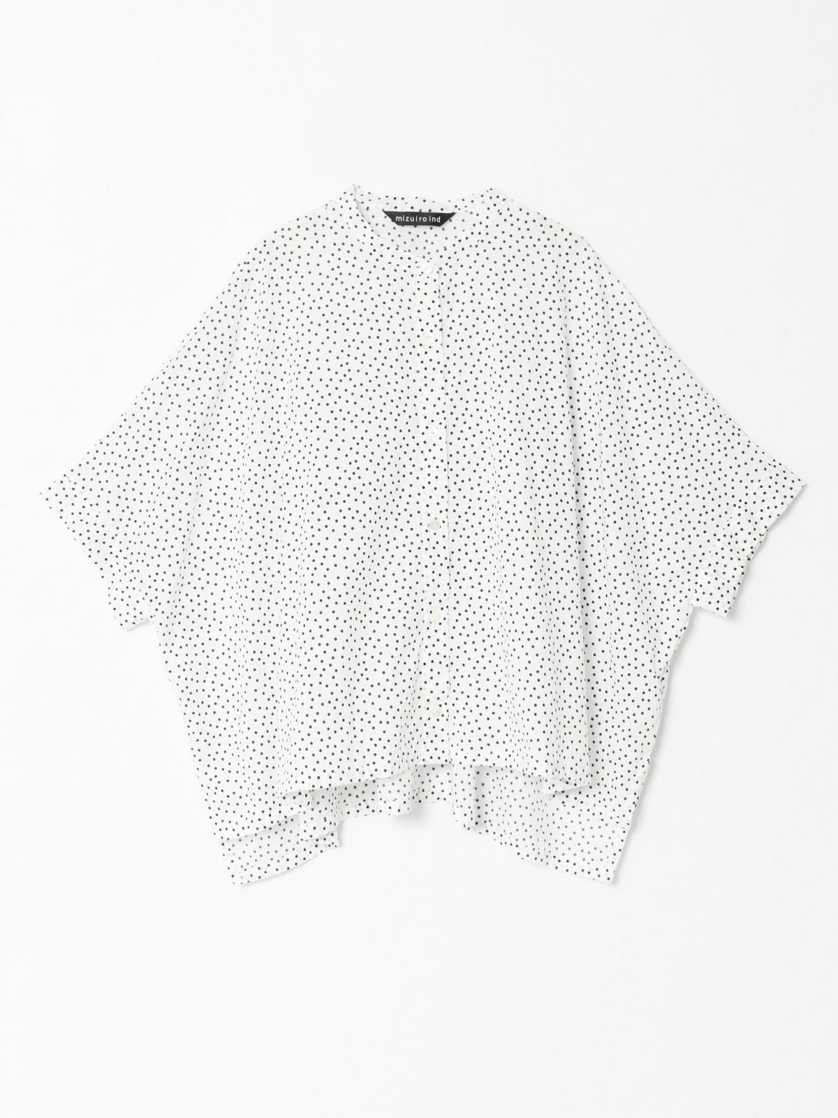 dots stand colalr wide shirt