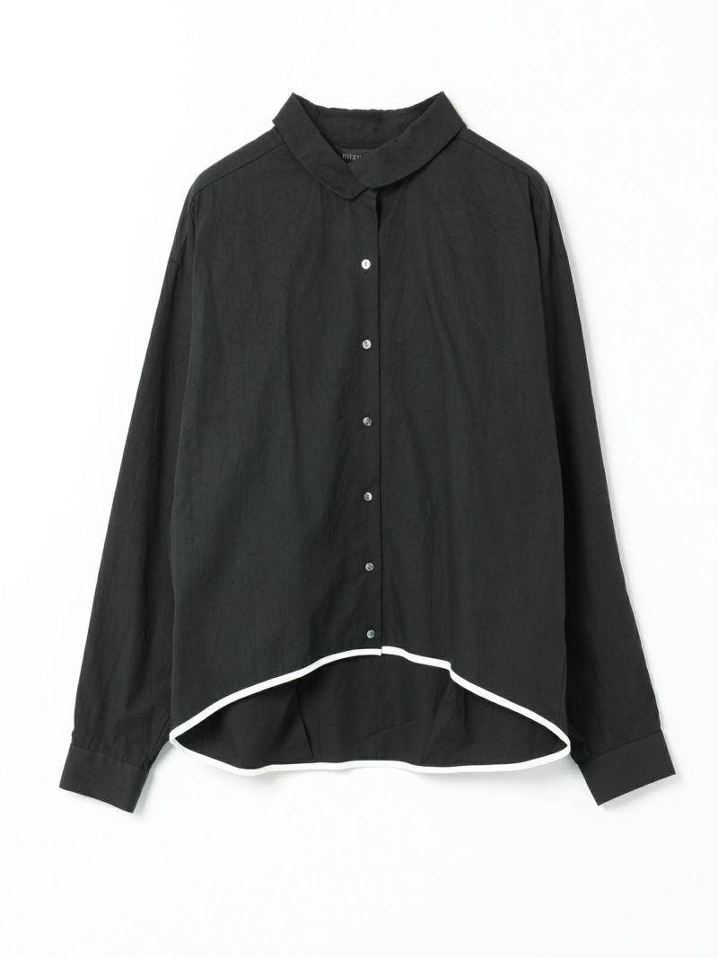 bicolor hem round collar shirt