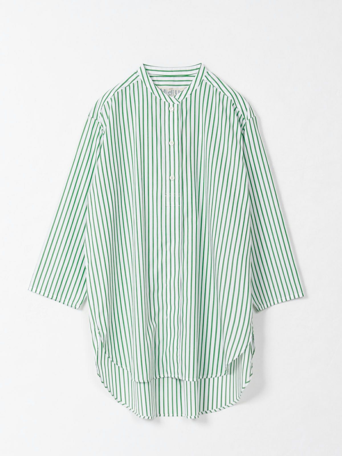 stripe band collar shirt tunic