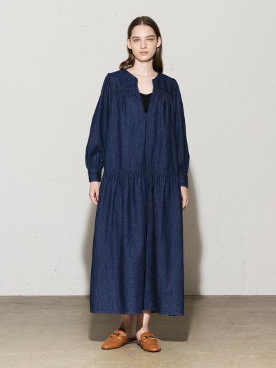 MIDIUMISOLID x Healthy DENIM ティアードワンピース Lychee