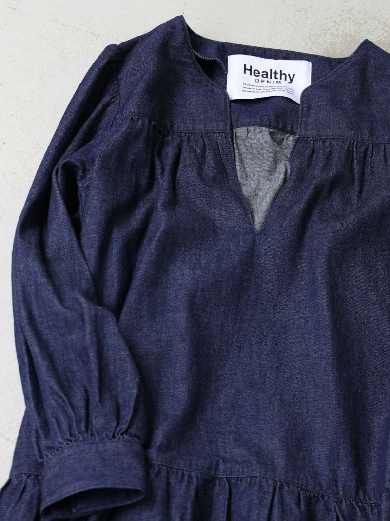 MIDIUMISOLID x Healthy DENIM ティアードワンピース Lychee