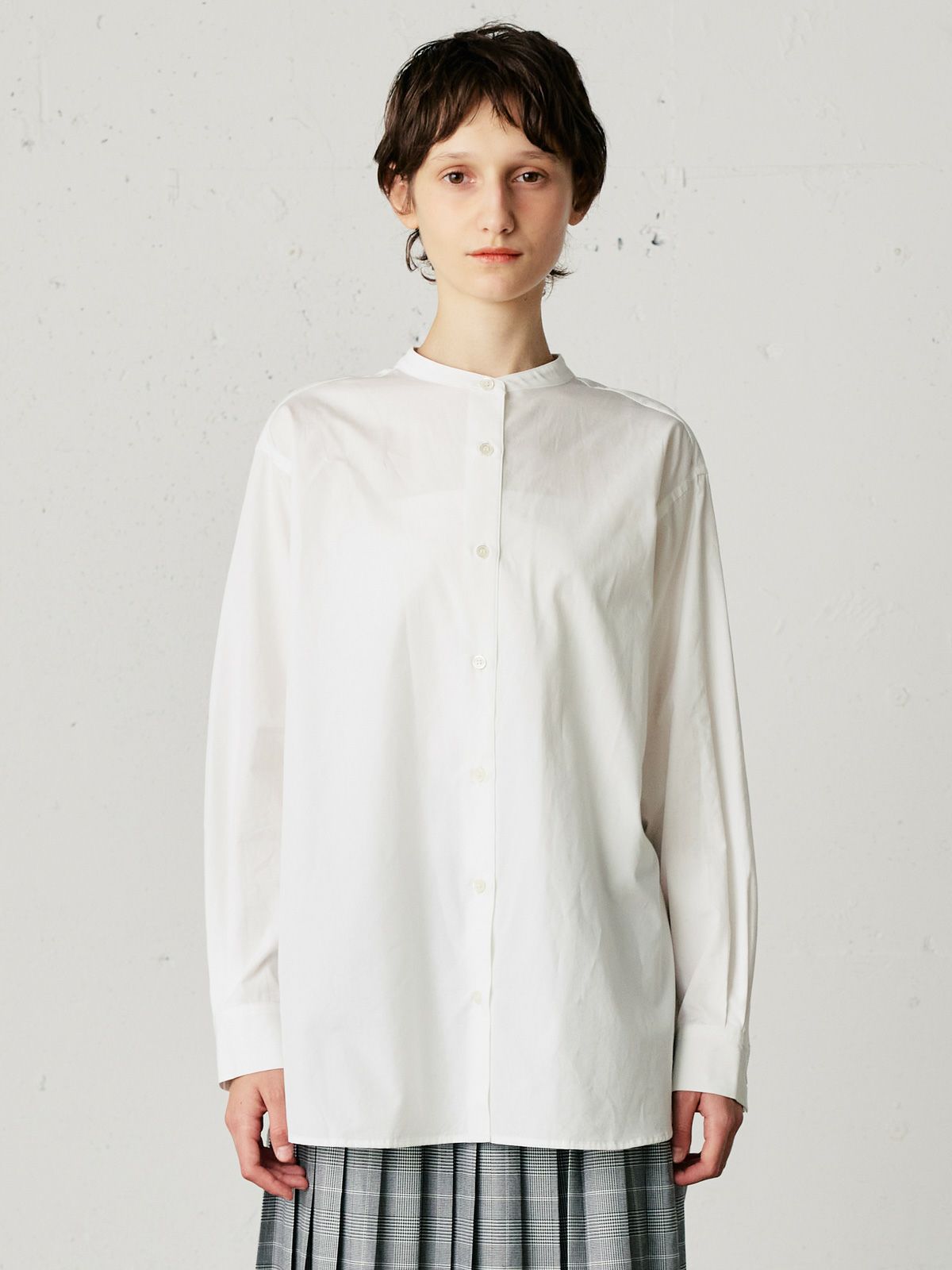 band collar wide shirt