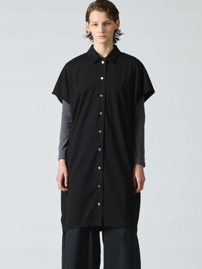 mizuiro ind シャツカラーノースリーブワンピース