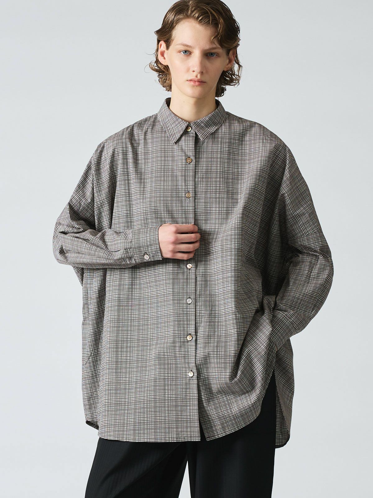 check print  wide shirt