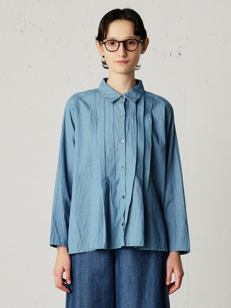 denim tuck wide shirt