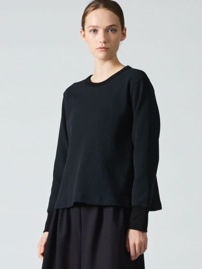 mizuiro ind ワッフルクルーネックT