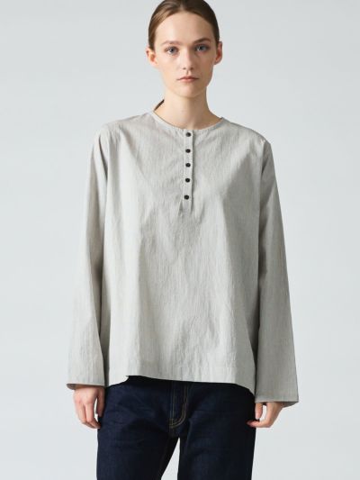 mizuiro ind ストライプヘンリーネックシャツ