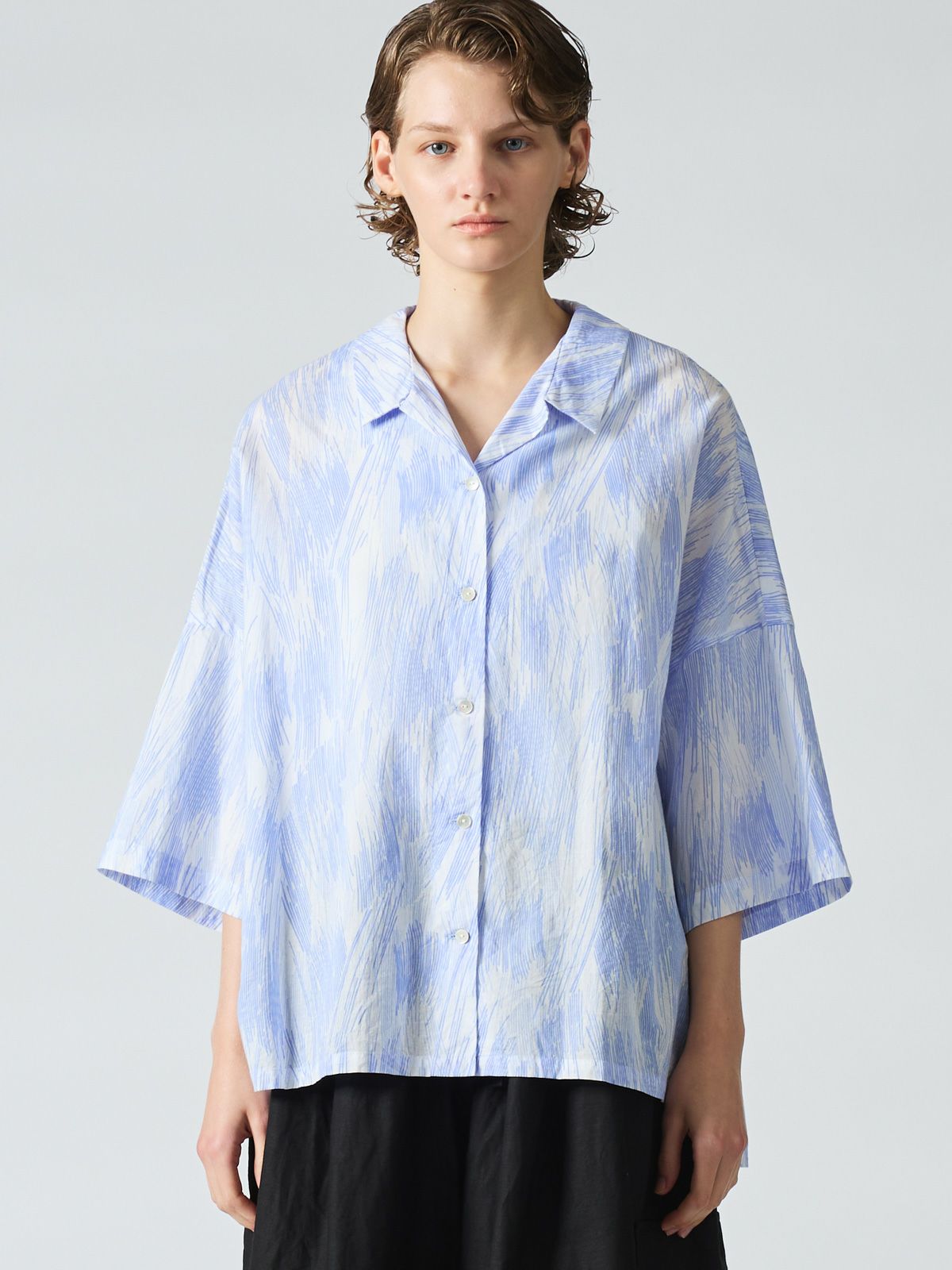 print half slv wide shirt