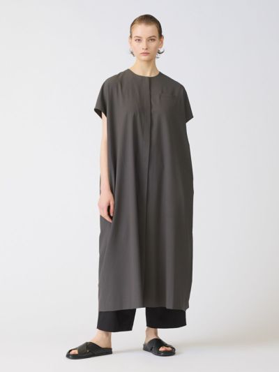 mizuiro ind クルーネックフロントフライロングジレ