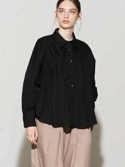 MIDIUMISOLID for Ladies ピンタックドロップショルダーシャツ