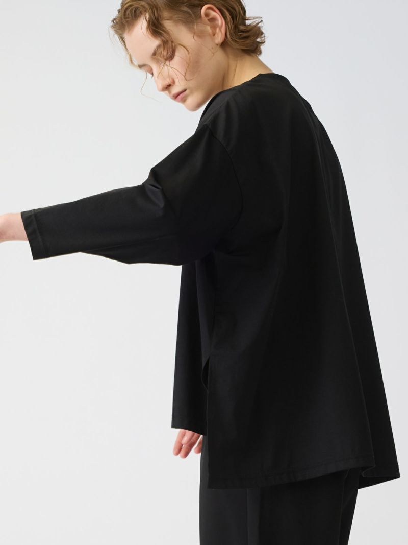 【mizuiroind】クルーネックワイドプルオーバー✴︎黒✴︎試着のみ新品 mizuiroind tシャツ mizuiro ind ワッシャーボイルクルーネック