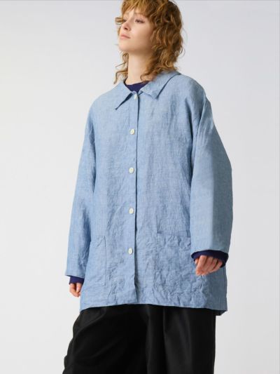 mizuiro ind リネンワイドワークシャツ