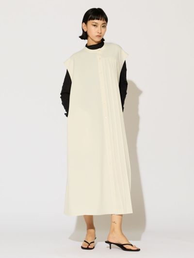 MIDIUMISOLID for Ladies アシンメトリープリーツノースリーブワンピース
