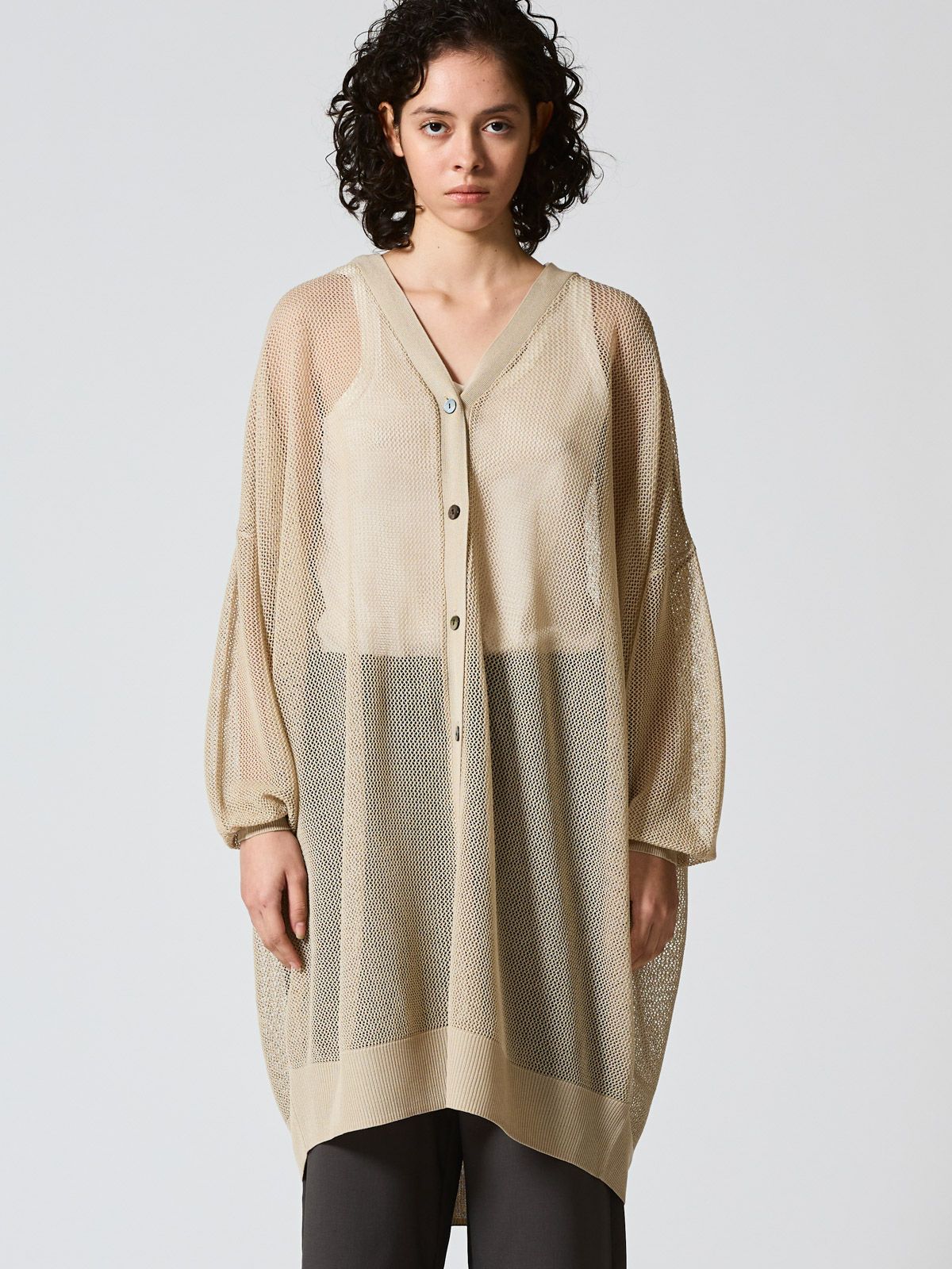 mizuiro ind メッシュ柄Vネックロングカーディガン｜ MARcourt ONLINE 