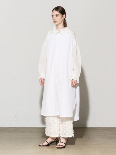 MIDIUMISOLID for Ladies シアー切替シャツワンピース