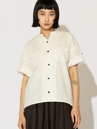 MIDIUMISOLID for Ladies ロールアップコクーンシャツ
