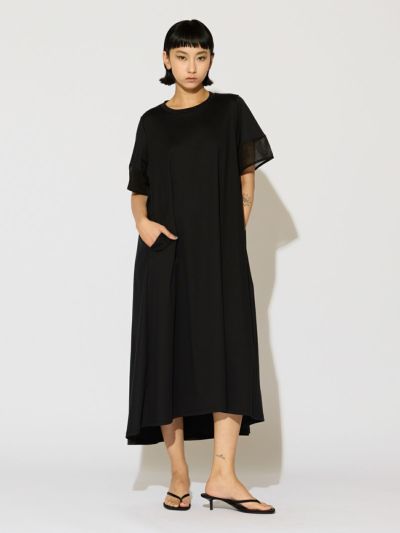 MIDIUMISOLID for Ladies スリーブスイッチングAラインワンピース