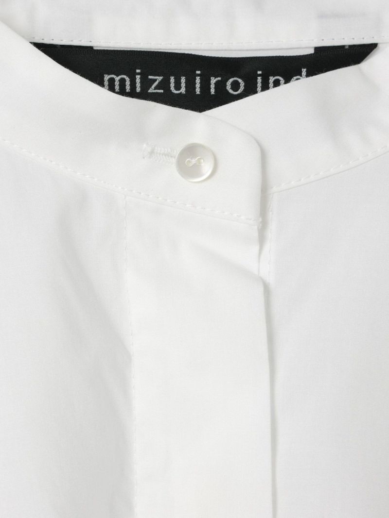 mizuiro ind スタンドカラーハーフスリーブシャツワンピース mizuiro ind スタンドカラーハーフスリーブシャツワンピース