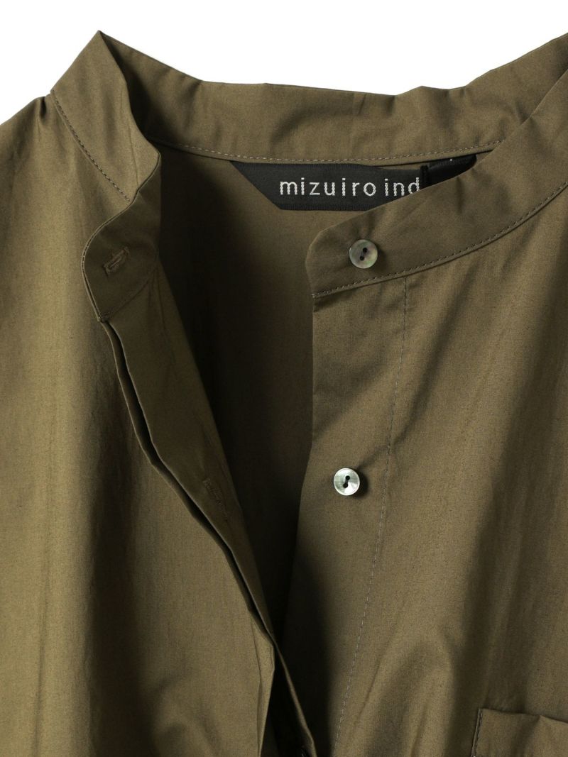 mizuiro ind スタンドカラーハーフスリーブシャツワンピース