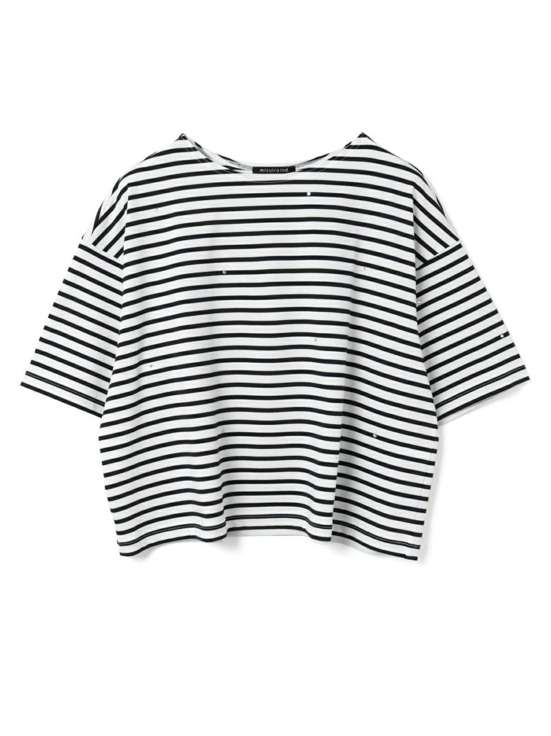 mizuiro ind ビジュー付きボートネックプルオーバー｜ MARcourt