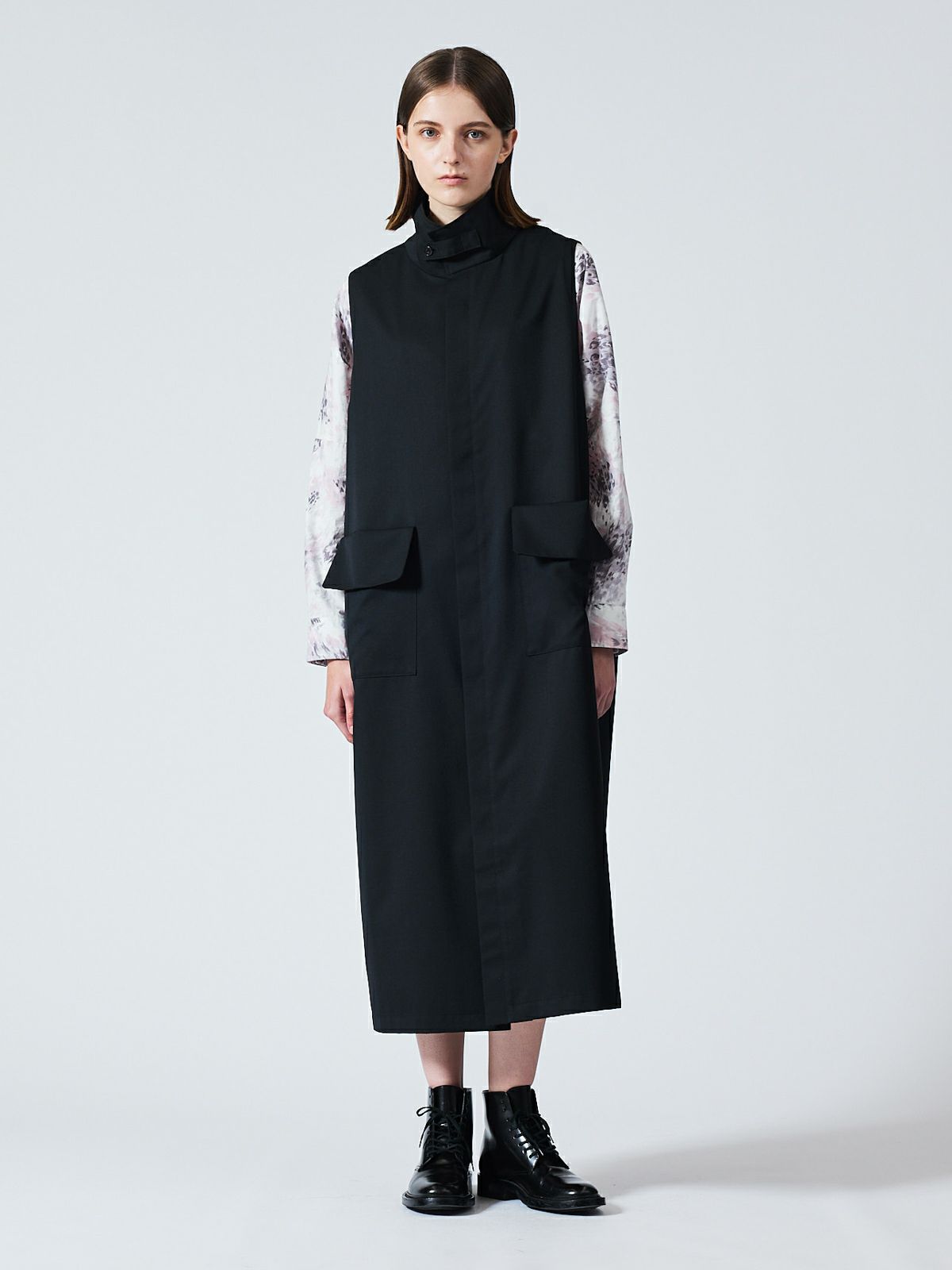 極美品✨mizuiro ind スタンドカラー フレア 済まない ジレワンピース  