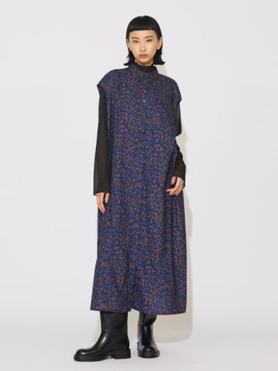MIDIUMISOLID for Ladies プリントノースリーブコクーン ワンピース