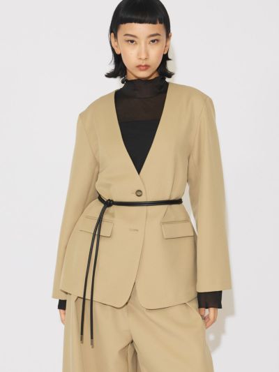 MIDIUMISOLID for Ladies ベルト付きノーカラージャケット