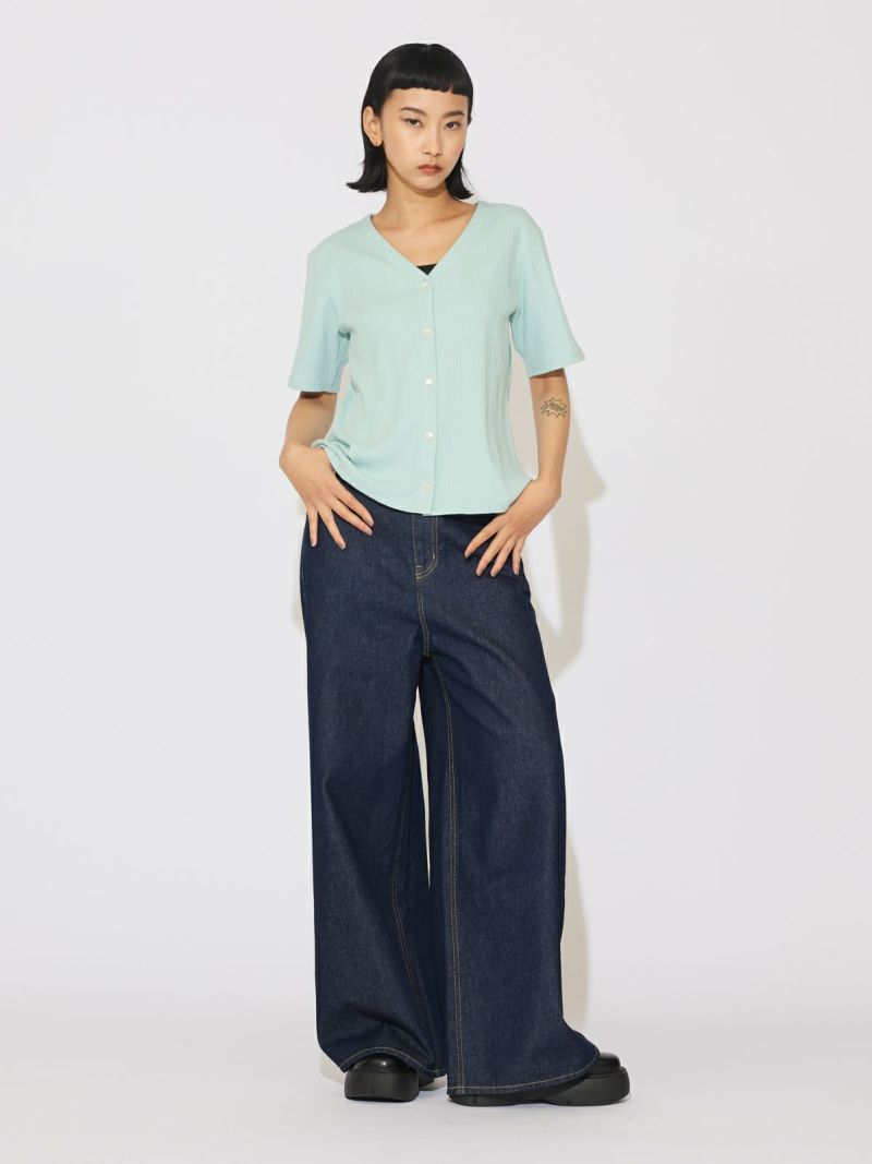 MIDIUMISOLID for Ladies コンパクトシアーカーディガン