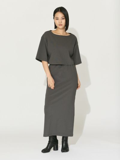 MIDIUMISOLID for Ladies リブフィットロングスカート