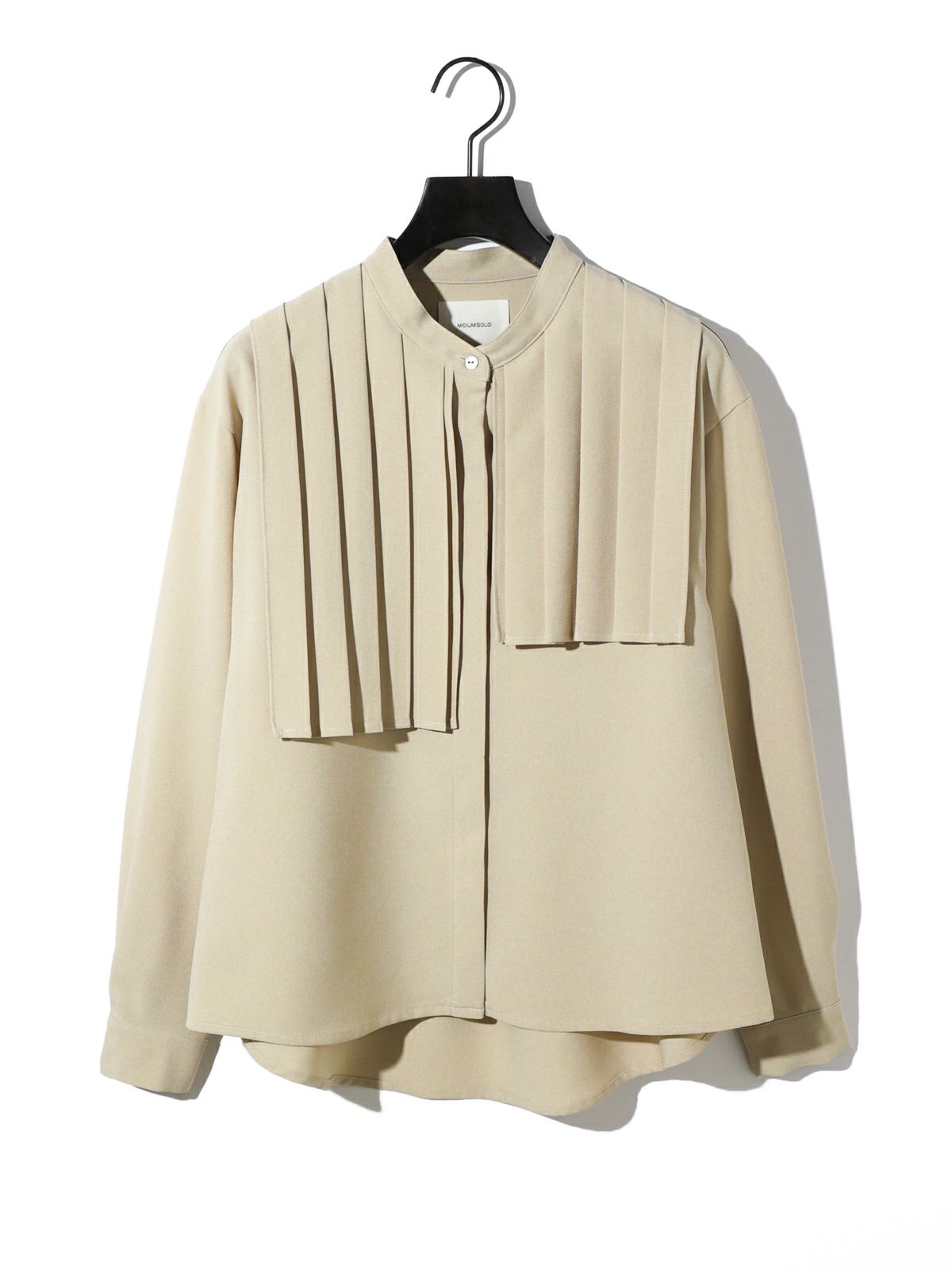MIDIUMISOLID for Ladies フロントプリーツアシンメトリーシャツ 