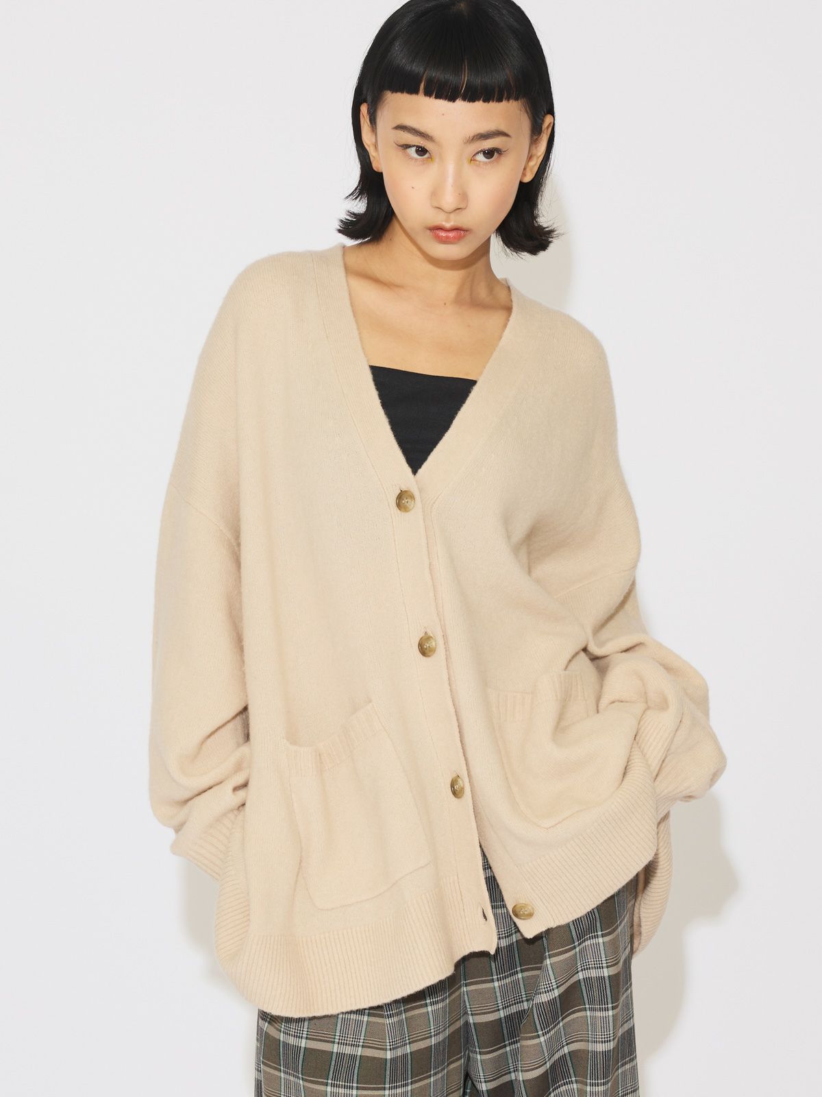 MIDIUMISOLID for Ladies リラックスオーバーサイズカーディガン  