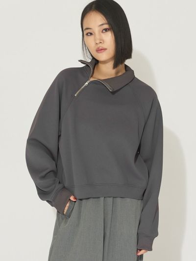 MIDIUMISOLID for Ladies ジップアップショートプルオーバー
