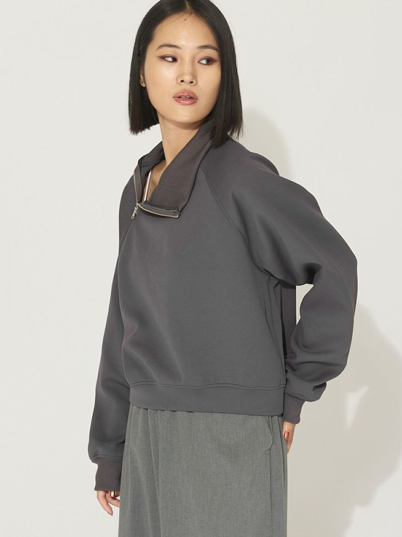 MIDIUMISOLID for Ladies ジップアップショートプルオーバー
