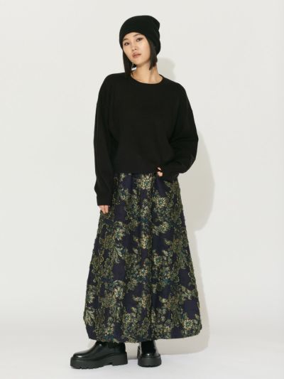 MIDIUMISOLID for Ladies ロングバルーンスカート(フラワーカットジャガード)
