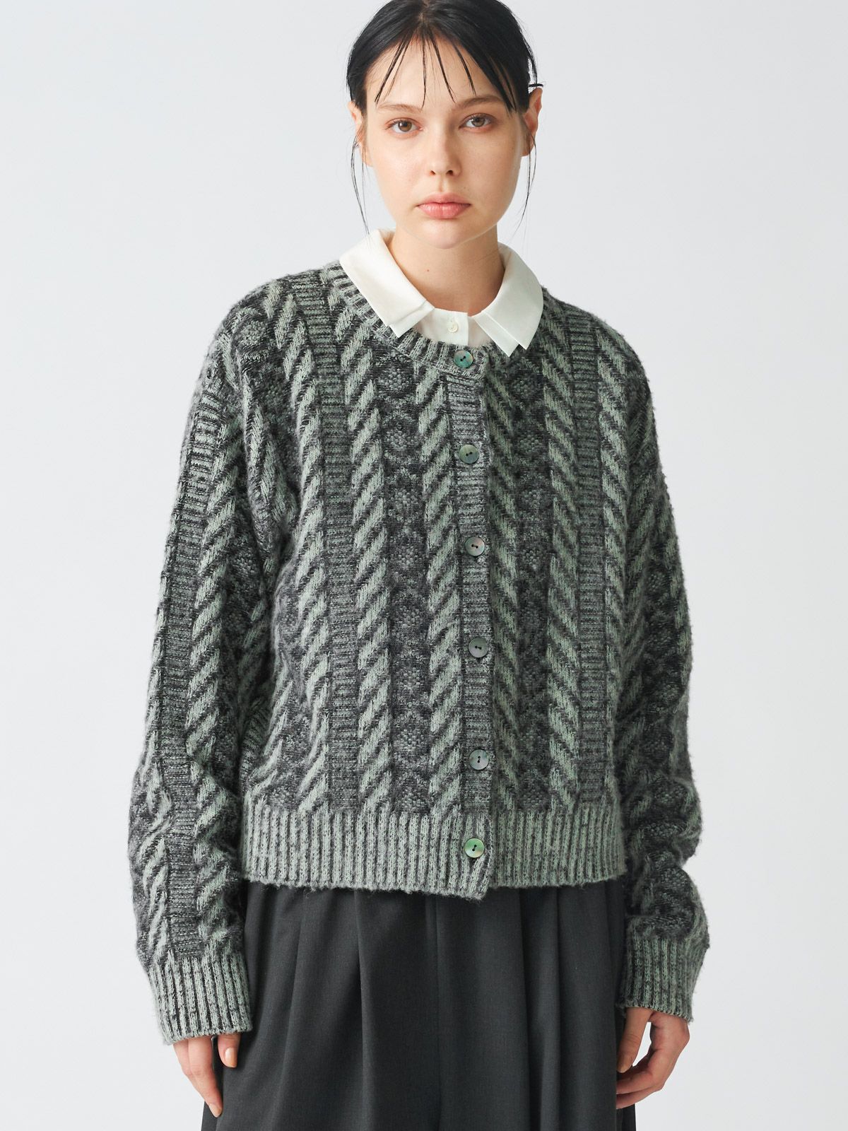 plating stitch knit crew neck C/D