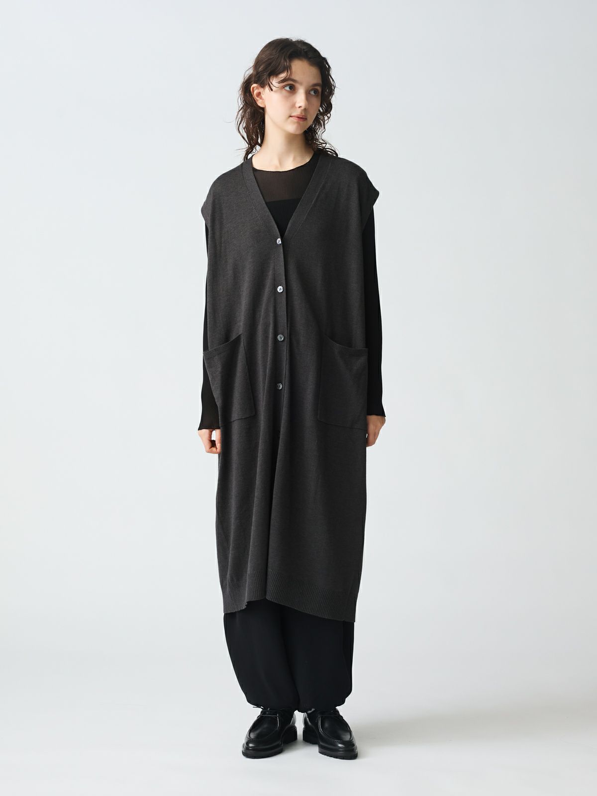 3/10(月)12:00販売終了】mizuiro ind Vネックフレンチスリーブロング 