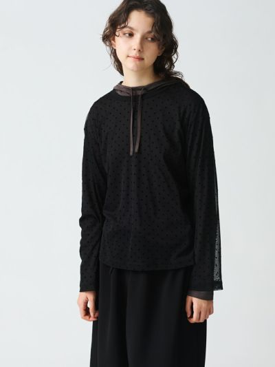 mizuiro ind メッシュドットクルーネックプルオーバー