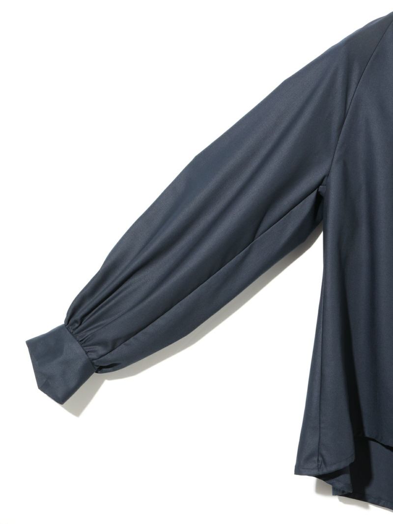 MIDIUMISOLID for Ladies ハイネックギャザーブラウス