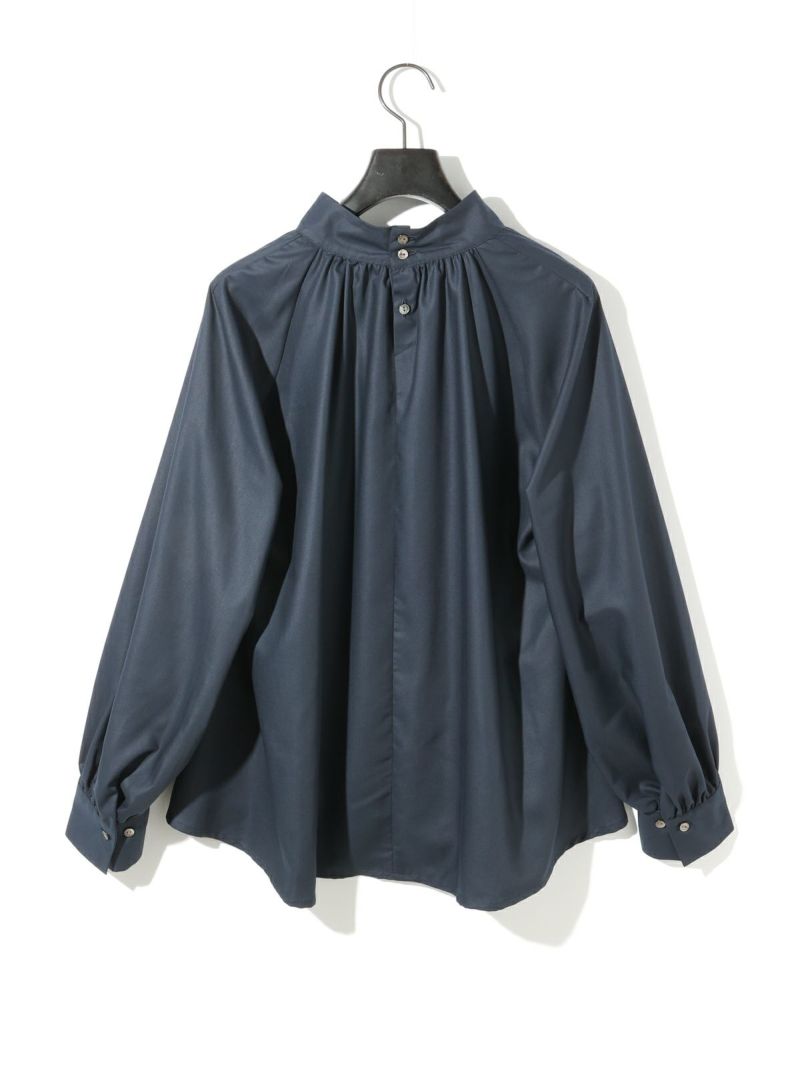 MIDIUMISOLID for Ladies ハイネックギャザーブラウス