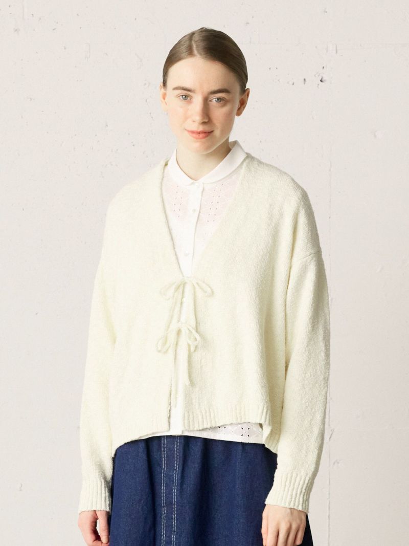 MidUmi リネン 長袖カーディガン ホワイト MidiUmi リボンニットカーディガン｜ MARcourt ONLINE STORE