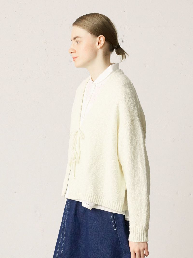 【美品】マルニ　MARNI ニットカーディガン　リボン　カシミヤ混　ウール混 MARNI マルニ カーディガン ボレロ風 リボン ニット カシミヤ ブラウン