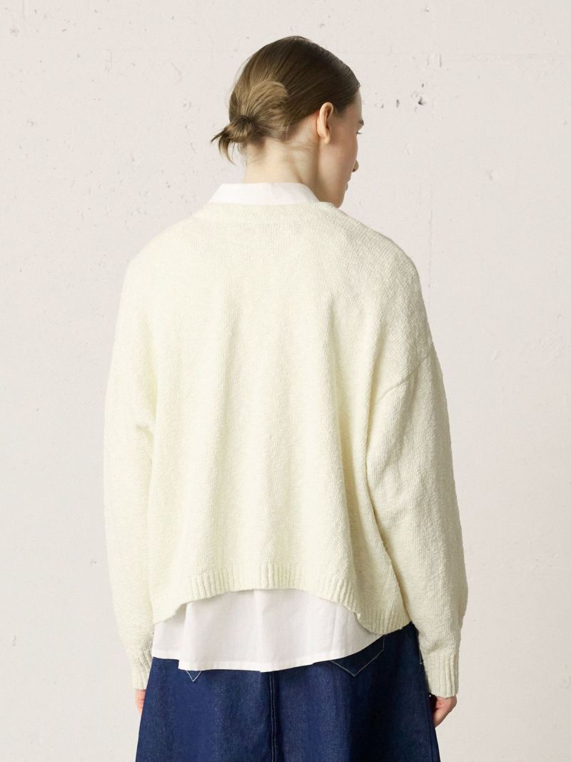 【美品】マルニ　MARNI ニットカーディガン　リボン　カシミヤ混　ウール混 ブルー カシミア製 カーディガン、マルニのメンディングパッチ付き | Marni