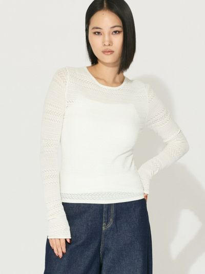 MIDIUMISOLID for Ladies レース編みタイトプルオーバー