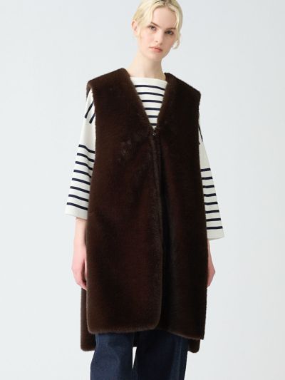 mizuiro ind ファーボアリバーシブルロングベスト