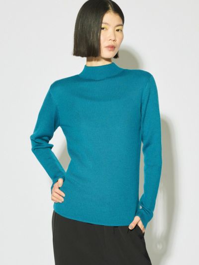 【3/10(月)12:00販売終了】MIDIUMISOLID for Ladies ハイゲージリブモックネックニット