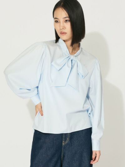 MIDIUMISOLID for Ladies リボンタイシャツ