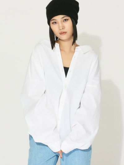 MIDIUMISOLID for Ladies ドロップショルダーワイドシャツ